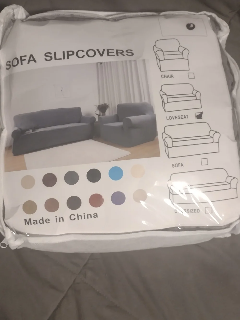 Sofa Slipcover - Gray Loveseat Cover